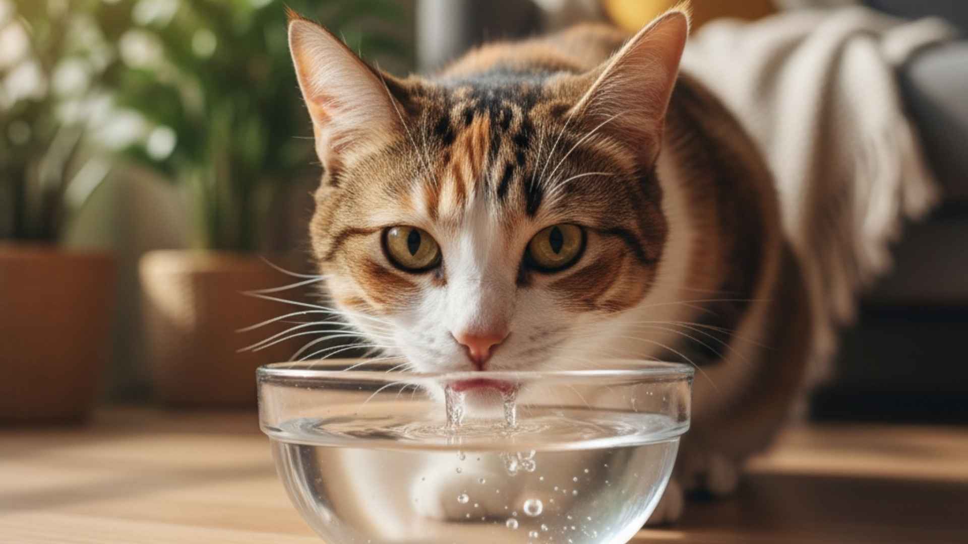 gato bebiendo